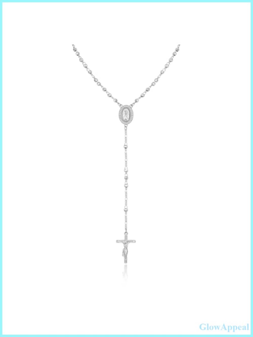 Gold Plated Virgin Mary Rosary Necklace Y-Necklace Crucifix Beads